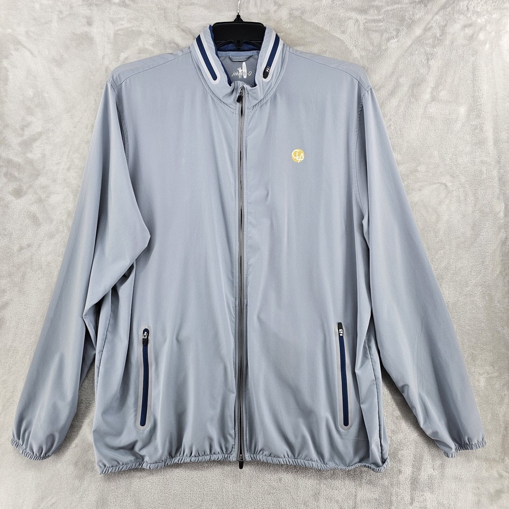 Johnnie O Wheeler Golf Jacket Mens Size Xl Gray Windbreaker Full Zip Performance